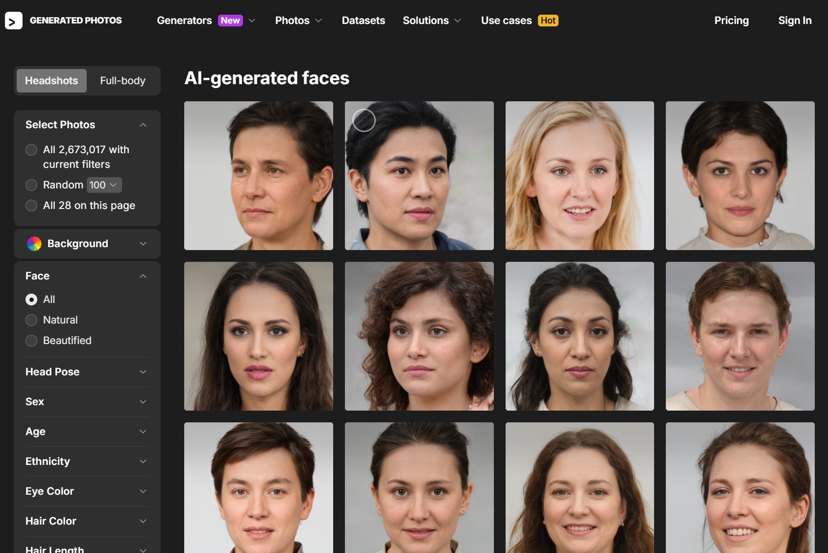 AI-generated faces